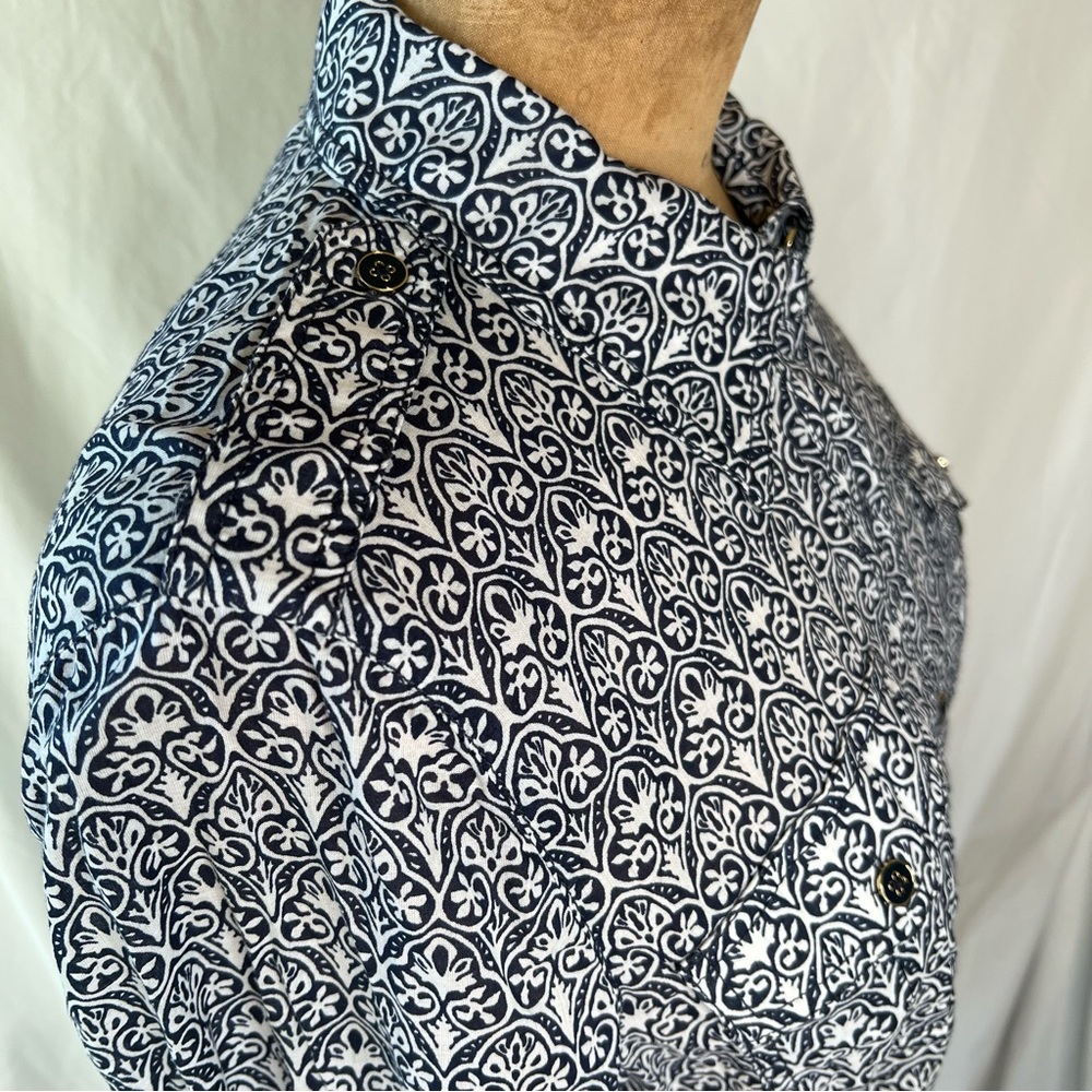 Tory Burch Cotton Collared Button Down Blouse Nav… - image 2